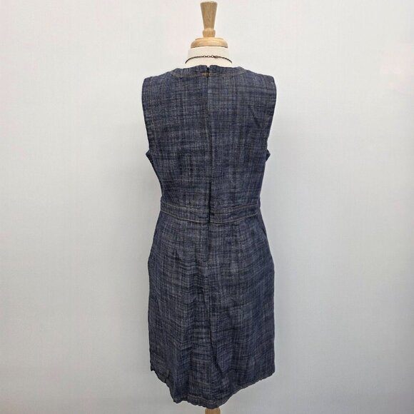 Liz Claiborne Chambray Dress Womens Size Large V-Neck Pockets Zip Up Back Midi - Picture 3 of 16